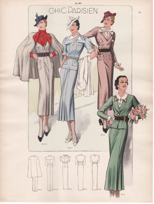 vintage fashion prints art deco chic parisien 1936